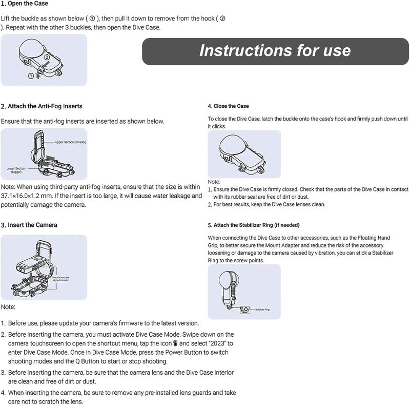 Sruim Insta 360 X3 Invisible Dive Case, Splash Prevention Housing Waterproof Up to 50m (164ft) Underwater Dive Protective Shell for Insta360 X3 with Bracket Accessories - Image 5